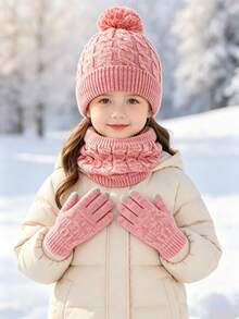 1 Set Tie Dye Children Knit Warm Hat Set Ear Protection Suitable For 2-8 Years Old Girls Wear - Multicolor - View 6