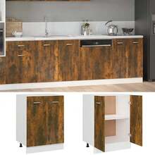 vidaXL Meuble bas "Lyon" Chêne fumé 60 x 46 x 81,5 cm Bois d'ingénierie - Tabac - Voir 3