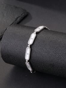 1pc Oval Shell Cubic Zirconia Women's Bracelet, Gold/Silver Dual Color Optional, Adjustable Size, Suitable For Banquet And Party Wear - Oval Shell Bracelet - View 10