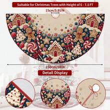1pc Gingerbread House Candy Pattern Christmas Tree Skirt, Elegant Color Holiday Decor, 5 Sizes, Unisex Holiday Gift, Suitable For Home And Party Christmas Home Decoration - Gingerbread House Candy - View 9