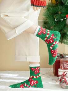 1/2/4/7 Pairs Women's Christmas Mid-Calf Socks, Santa Claus, Snowman And Reindeer Patterns, Suitable For Party And Christmas Gifts, Halloween Gifts, Adult Socks, Comfortable And Breathable, Warm And Insulated, Suitable For Home, Travel And Gifting - Multicolor - View 6