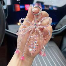 1Pc Crystal Bellflower Beaded Keychain, Tassel Alloy Key Ring, Bag Charm Pendant For Backpack Car Keys, Halloween Christmas Holiday Gift - Multicolor - View 11