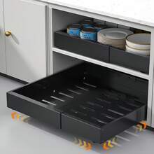 Organizador de Gabinete Extraíble Resistente, Estante de Almacenamiento Estilo Cajón con 3 Rieles de Deslizamiento Silencioso, Sin Necesidad de Perforación, Adecuado para Almacenamiento de Condimentos y Utensilios de Cocina, Organizador de Baño - Multicolor - Ver 11