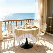 1 buah Taplak Meja Bundar Motif Kotak-kotak yang Cantik, Cocok untuk Meja Makan, Ruang Tamu, Meja Balkon. Cocok untuk: Pernikahan, Pesta Ulang Tahun, Pertemuan Keluarga, Acara. - taplak meja - View 18