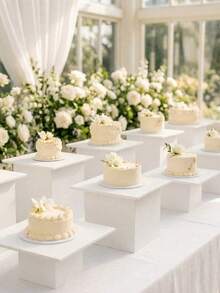 1/6pcs Acrylic Buffet Display Stand, Food Display Riser, Hollow Bottom Dessert Square Box, White Cube Desktop Storage Organizer, Suitable For Party, Wedding And Other Holiday Dessert And Cake Display - Multicolor - View 1