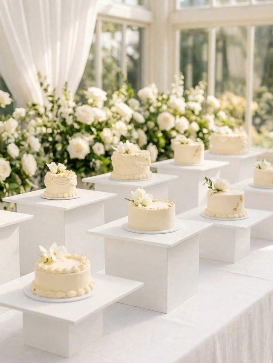 1/6pcs Acrylic Buffet Display Stand, Food Display Riser, Hollow Bottom Dessert Square Box, White Cube Desktop Storage Organizer, Suitable For Party, Wedding And Other Holiday Dessert And Cake Display - Multicolor - View 1