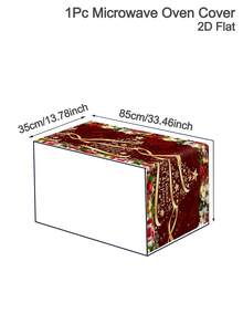 1pc Christmas Microwave Oven Cover, Bow&Christmas Ball, Poinsettia Design Polyester Household Kitchen Microwave Oven Dust Cover, Perfect For Holiday Kitchen Decor & Appliance Protection, Christmas Decoration, 2D Flat - Multicolor - View 20