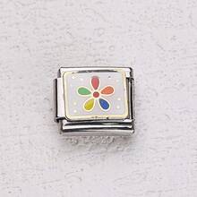 1PC Blue Enamel Italian Modular Charm, Star Moon Evil Eye Whale Pattern, Stainless Steel Link, DIY Bracelet Jewelry Making - Module 1 - View 18