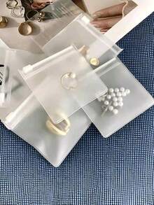 10pcs Self-Sealing EVA Zipper Bags - Jewelry Storage Bags, Suitable For Earrings, Rings And Accessories, Anti-Oxidation Reusable Sealed Packaging, Transparent Small Sealed Bags, Prevent Oxidation, Great Helper For Home And Travel - White - View 2