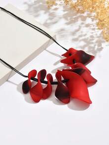 1pc Bohemian Vintage Exaggerated Short Collarbone Chain Necklace Women's Jewelry Accessory - Red - View 3