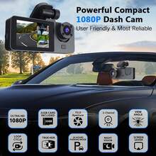 Triple Dash Cam 1080P Front/Rear/Interior, 3 Channel Car Camera With 32GB Card, IR Night Vision, 24/7 Parking Surveillance, G-Sensor, Loop Recording, For Cars, Trucks Battery Capacity 150mAh - Dash Cam - View 5