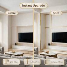 Self Adhesive PVC Gold Decorative Trim Strip, 1.5cm X 5m Metallic Mirror Finish Molding Tape, Flexible Peel And Stick Wall Border Line For DIY Home Decor, Furniture, Cabinet, Mirror Frame - Multicolor - View 7