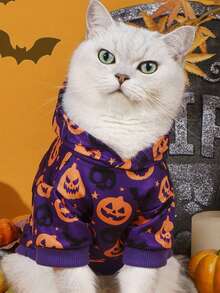 LUCKIE PAW 1 buah Baju Terusan Hewan Peliharaan Motif Hantu Halloween Lucu, Perlindungan Fisik dari Kutu, Mengurangi Kerontokan Bulu, Rompi Anjing Hangat & Bernapas, Cocok untuk Anjing dan Kucing Kecil & Besar, Dalam & Luar Ruangan - Purple - View 3