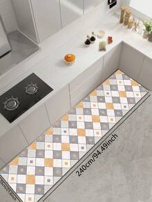 1pc Geometric Rhombus Diatom Mud Kitchen Floor Mat, Rubber Non-Slip Bottom Oil-Resistant, 3.5mm Cuttable, Minimalist Ins Style, Kitchen Countertop Dining Table Multi-Scene Decorative Mat - Multicolor - View 18