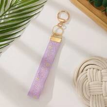 1/3pcs New Vintage Wrist Strap With Floral & Geometric Pattern, Short Printed Woven Key Chain Lanyard - A - View 10