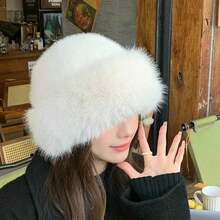 1pc Women's Winter Plush Hat, European & American & Korean Style Warm Headwear, Solid Color Cute Versatile, Thickened Design, Suitable For Winter Outfits - Multicolor - View 6