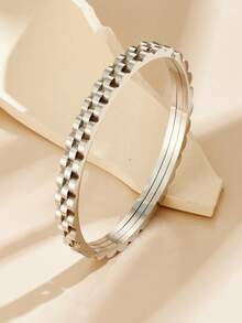 3pcs/1pc Stackable Silver Bracelet, Clover & Watch Band Bracelets, Minimalist Layered Women's Jewelry For Daily Wear & Party - Silver 5 - View 3