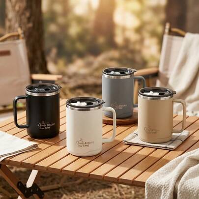 304 Stainless Steel Coffee Mug With Lid, Portable Leak Proof Water Cup, Insulated Anti Scalding Drinking Cup, Large Capacity Reusable Tea Milk Coffee Cup, Suitable For Students And Adults To Use In School, Office, Travel, Outdoor Camping, Picnic