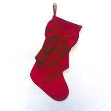 1pc Customized Velvet Christmas Stocking With Bow, Personalized Embroidered Sock, Suitable For Family Holiday Fireplace Decoration, Christmas Gift For Her - Multicolor - View 12