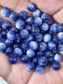 50pcs 8mm Faux Cat Eye Resin Round Beads, Straight Hole Loose Beads, DIY Handmade Jewelry Making Accessories, Suitable For Bracelets, Necklaces, Tassels, Hair Clips - Conventional - View 7