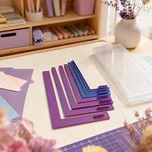 7pcs Paper Craft Alignment Guide, For Card Making, Precise Layering And Spacer Spacing, Suitable For Card Making And Scrapbooking, Color-Coded Tools With Size Labels, 1/16 To 1/2 Inch Increments - A - View 7