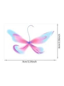 1pc Temporary Tattoo Sticker, Gradient Blurred Colorful Butterfly Dreamy Pattern, Realistic Fake Tattoo Design, For Daily Wear, Bachelorette Party Favors, Music Festival, Game, Graduation Gift, Lasts 3‑5 Days - Multicolor - View 2