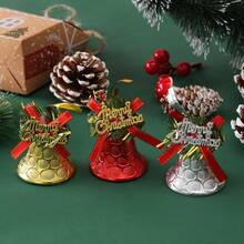 2PCS Christmas Bell Hanging Ornament Set, Gold, Red, Silver Christmas Bells With Red Bow Ribbon, Christmas Tree Holiday Party Hanging Decoration Pack Christmas Gift-Birthday Gift-Perfect Gift-Holiday Gift-Small Gift - Multiple Styles - View 1
