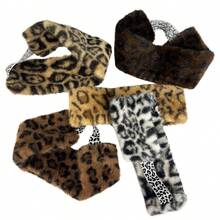 American Retro Leopard Print Plush Wide Headband For Women, Autumn/Winter Thickened Faux Rabbit Fur Warm Headband, Y2K Aesthetic Hair Accessory - Multicolor - View 4