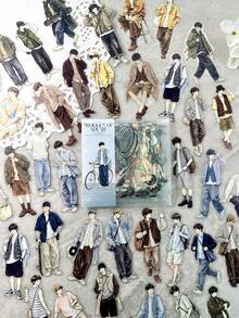 100pcs Vintage Fashion Youth Character Stickers, DIY Scrapbooking Collage Photo Album Magazine Planner - Boy's Prologue - View 13