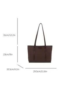 Large Capacity Elegant Tote Bag For Women 2026 Autumn/Winter New Solid Color Minimalist Textured Underarm Shoulder Bag - Coffee Brown - View 6