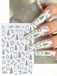 5Pcs Kawaii Christmas Nail Stickers Set,Self-Adhesive Santa Snowflake Reindeer Christmas Tree Snowman Pattern Nail Decals, Xmas Holiday Nail Art Decor For DIY Nails Salon - Multicolor - View 3