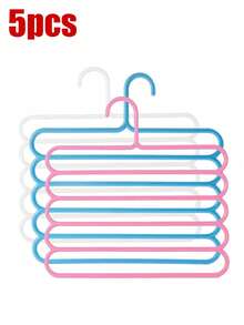 1/3/5/10pcs 5-Tier Hanger & Plastic Multi-Layer Pants Rack - Space-Saving, Non-Slip Design, Adjustable Structure, Suitable For Clothing & Accessory Organization. Durable Closet Storage Essential, Perfect For Wardrobe & Laundry Room, Back To School Must-Have - Multicolor - View 8