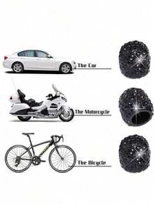 4pcs Rhinestone Valve Stem Caps Universal Car Tire Cap Full Crystal Auto Tire Valve Core - A - View 6