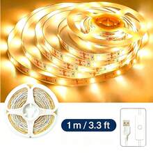 White & Warm White USB LED Light Strip, Indoor Background LED Lights With Push Button Controller, Easy Installation For Living Room, Holiday Party Home Decor - Multicolor - View 12