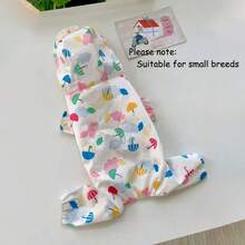 Umbrella Print Dog Raincoat Ruffled Brim Hooded Jacket Cartoon Pattern Pet Rain Poncho Clothes For Small Dogs Puppy - Multicolor - View 6