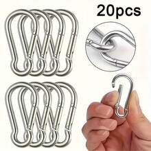 20pcs Small Spring Snap Hooks, 1.97 Inch Length, Galvanized Rust-Proof Quick Fastening Clips, Suitable For Camping And Hiking, Metal Clips For Ropes, Chains And Keychains - A - View 3