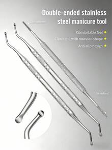 3-Piece Professional Foot Care Tool Set: Nail Groove Scraper, Nail File, And Toe Nail Lifter - Non-Slip Design, Firmly Fixes Nails, Suitable For Manicure And Pedicure, Precise Trimming And Removal, Durable Nail Care Tools, For Home And Salon Use, Nail Technician Supplies, Fashionable Metal Surface, High-Quality Structure - Multicolor - View 3