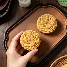 1 Set 75g Floral Mooncake Mold, Includes 2 Flower Pieces, ABS Plastic - Non-Stick DIY Hand Press Baking Mold, Suitable For Making Desserts, Pastries, Cakes, Cookies, Etc., Kitchen Tool - View 3