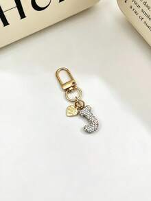 1pc Sparkling Rhinestone Inlaid 26 Letters Heart Pendant Car Key Bag Charm Necklace Friendship Couple Gift - Random Styles - View 9