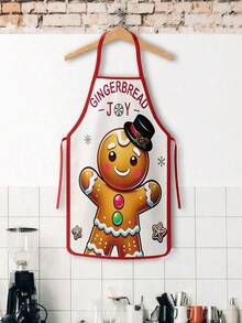 2Pcs Christmas Gingerbread Man Kitchen Apron, Merry Christmas Chef Cookie Printed Adjustable Cooking Apron, Xmas Holiday Kitchen Decor Christmas Gift - Multicolor - View 7