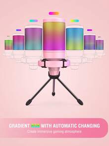 Mikrofon Gaming USB FIFINE A6V AmpliGame Pink, Mikrofon Kondensor RGB untuk PC, Indikator RGB, Kontrol Gain, Peredam Suara Cepat, Dudukan Tripod, Filter Pop, Pola Pickup Cardioid, Untuk Streaming Discord Twitch Podcast - View 6