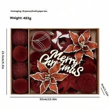 38pcs Christmas Decorations Ins European Style Flocked Christmas Flowers & Christmas Balls Set, Christmas Tree Ornaments - View 8