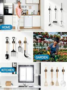 1PC-Stainless Steel Wall-Mounted Broom Hook Storage Rack, Gardening Tools Mop Hook Storage Rack, Multi-Functional Storage Rack, Easy To Install, Space-Saving, Suitable For Home, Kitchen, Garden, Laundry Room, Garage, School Dormitory - Style a - View 6