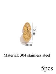 5-Piece Set Of 18K Gold-Plated Stainless Steel Heart, Pineapple, And Small Flower Pendants For DIY Necklace And Bracelet Jewelry Making - 1 Pendant - View 12
