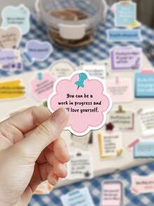 50pcs Encouragement Message Stickers Suitable For Decorating Planner, Diary, Scrapbook, Notebook, Luggage, Guitar, Skateboard, Manual, Laptop, Water Bottle, Phone - Multicolor - View 6