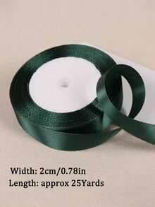 Size 25 (Approximately 23 Meters) 1-4 Cm Forest Green Ribbon, Single-Sided Polyester Craft Ribbon, Suitable For Handmade Roses, Gift Packaging, Bouquets, Weddings, Christmas Party Decorations - Multicolor - View 10