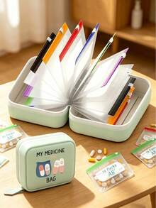 Pill Storage Box Set, MY MEDICINE BAG And Pill Print, Daily 2 Times 7 Days Large Capacity Pill Storage Box, 14 Colorful Compartments, Reusable Travel Medicine Storage Bag, Suitable For Supplements And Small Daily Items, Suitable For Health-Conscious And Travel Users, Essential Medical Accessory, Dormitory Necessity, Back To School Essential, Teacher's Day Gift, Back To School Gift - Multicolor - View 5