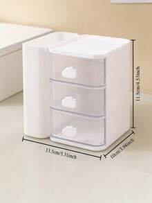 1pc Hair Accessory Storage Box, Cute Cloud Shaped Handle, 3 Compartments - Multicolor 2 - View 9