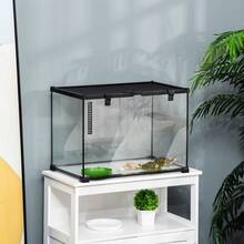 Reptile Terrarium, Reptile Feeding Box, Glass Terrarium For Amphibians And Arachnids With Thermometer, Reptile Breeding Box 50 X 30 X 25 - Black + Glass - View 6