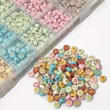 840pcs Multicolor Acrylic Alphabet Letter Beads Set With Storage Box, A-Z Gold Print Letter Spacer Beads For DIY Bracelet Necklace Keychain Jewelry Making Crafts - Multicolor - View 3